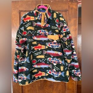 Patagonia Fleece Synchilla Snap-T Fleece Salmon Energy Old Growth Green XL NWT